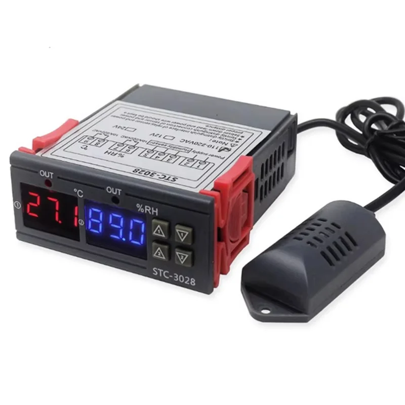 A98Z STC-3028 Cyfrowy Termostat Termometr Higrometr Regulator Temperatury i Wilgotności 220V