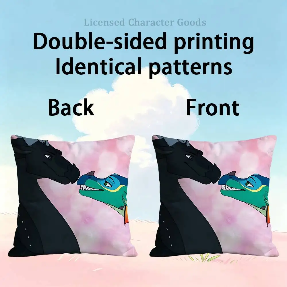 Dragon W-Wings of F-Fire Square Cushion Cover Weird Aesthetic Library Book Page Print Pillow Cover