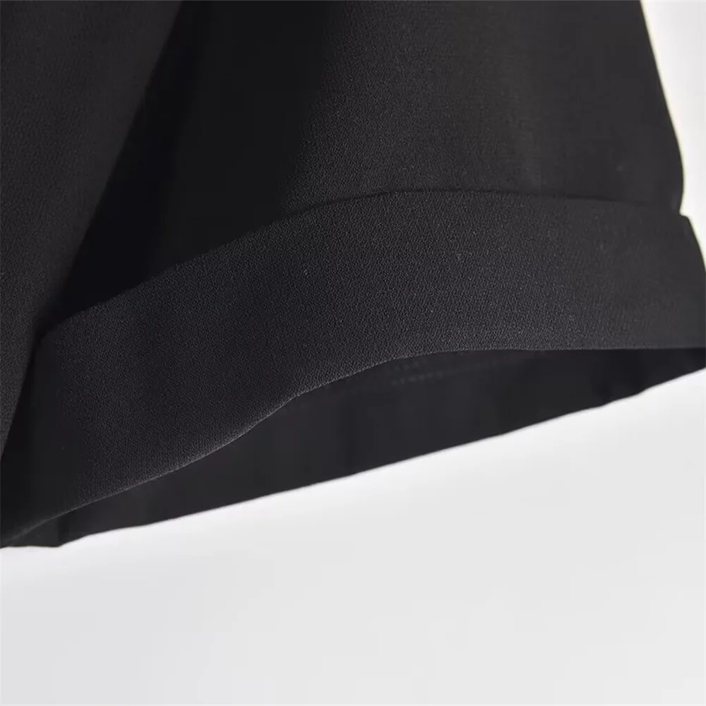 Damski kombinezon retro z paskiem, zamkiem błyskawicznym, klapami, krótkim rękawem, letni, nowy kombinezon