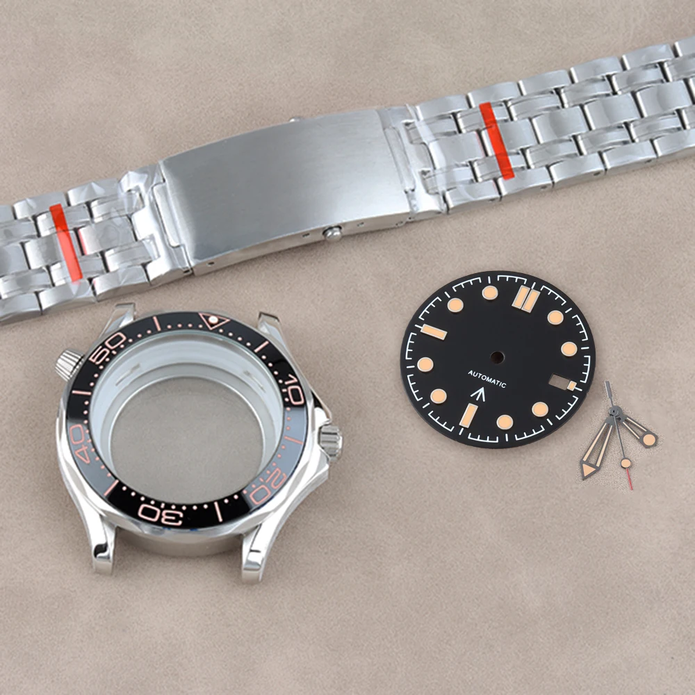 

41mm NH35 Case Diving Men's Watch Case Bracelet Strap Waterproof for Seamaster 300 NH35 NH36 Movement 31mm Luminous Dial Hands
