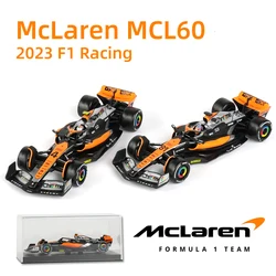 Bburago-Modèle de voiture de course de formule McLaren MCL60 F1, simulation de leges, alliage moulé sous pression, boîte en acrylique, 1:43, 2023