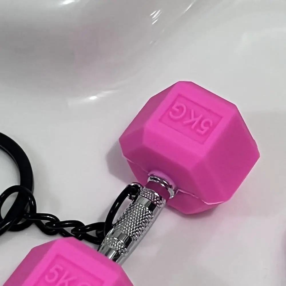 Fitness Equipment Dumbbell Keychain PVC Alloy Hanging Ornament Sports Key Ring Key Holder Bag Charm Barbell Pendant
