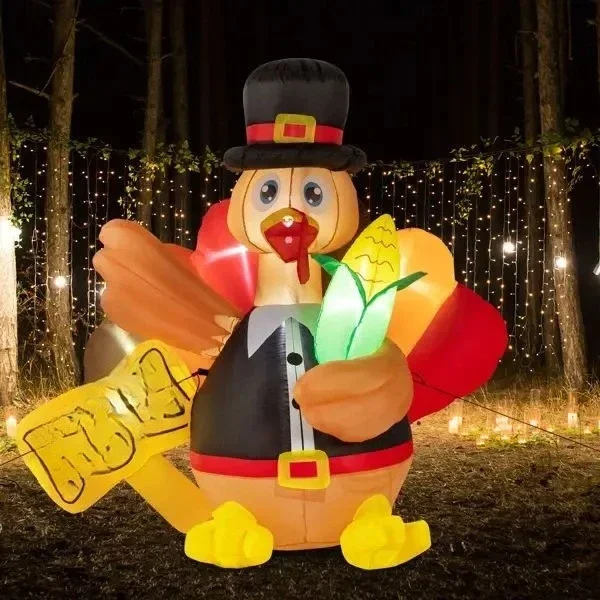 5ft 12w LED Light Garden Turkey Decoration Corn 7 Pieces Thanksgiving Supplies