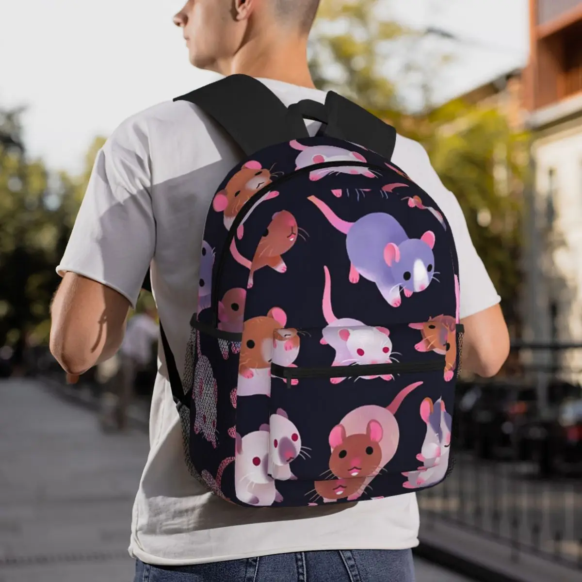 Fancy Rat - Dark Backpack Daypack Large Capacity Boys Girls BookBag School Bag Shoulder Bags for Men Women