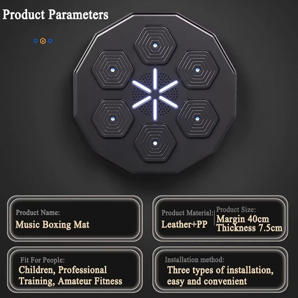 Wall Mounted Boxing Wall Target Boxing Pads LED Light Music Rhythm Wall Target Bluetooth-Compatible 2500MAH Rechargeable Battery