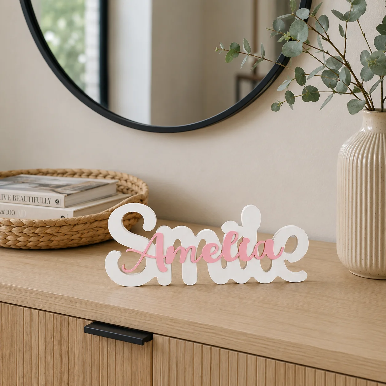 1pc Custom Korean sweet style PVC Wooden Name Plaque,Bedroom Room Table Decor,Wedding Birthday summer Graduation Christmas Gift view 5