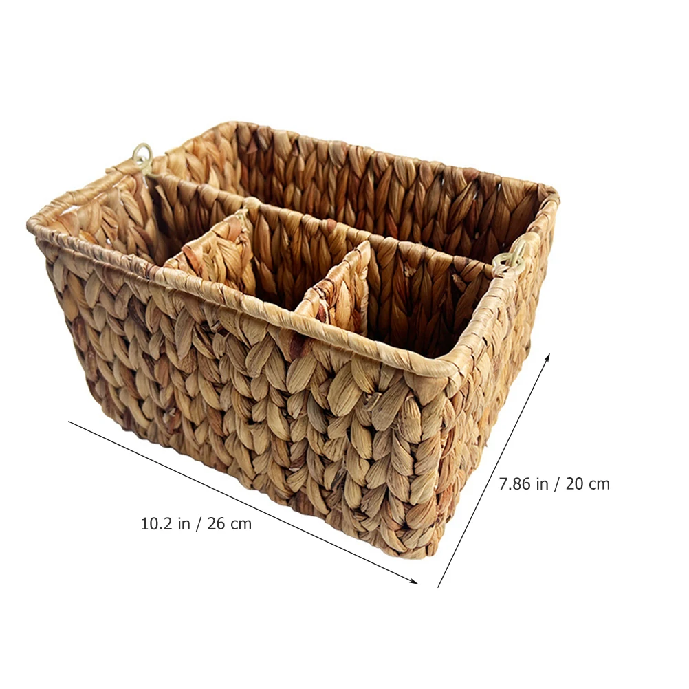 

Woven Storage Basket Seagrass Straw Small Utensil ganizer Countertop Condiment Fork Spoon Silverware Kitchen Dining Room