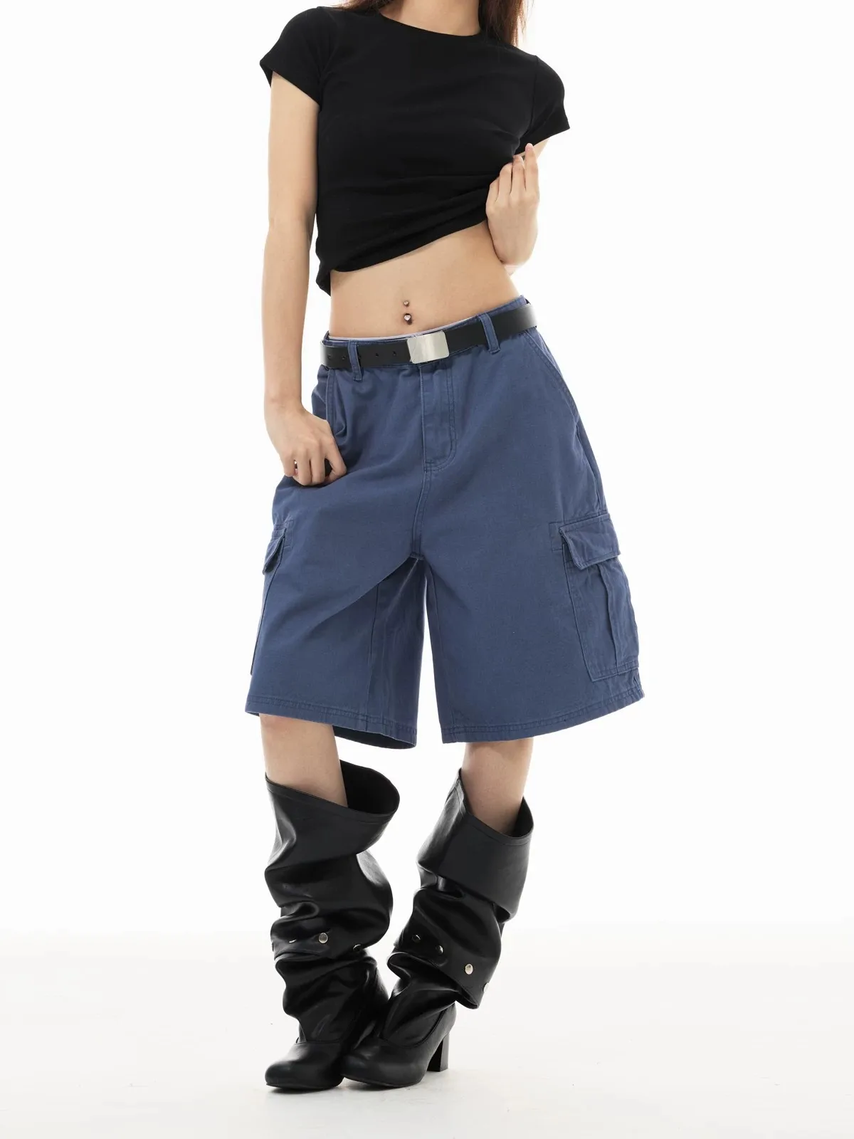Summer American Retro Blue Workwear Shorts Loose Casual Straight Leg Pants for Men And Women Comfortable Breathable Cotton Jeans