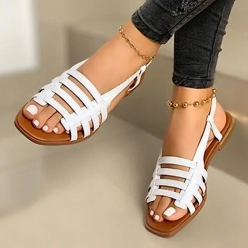 Large Size Women's Sandals 2024 Summer New Lightweight Non-slip Flat Women's Shoes Outdoor Casual Low-heeled Retro Women Sandals