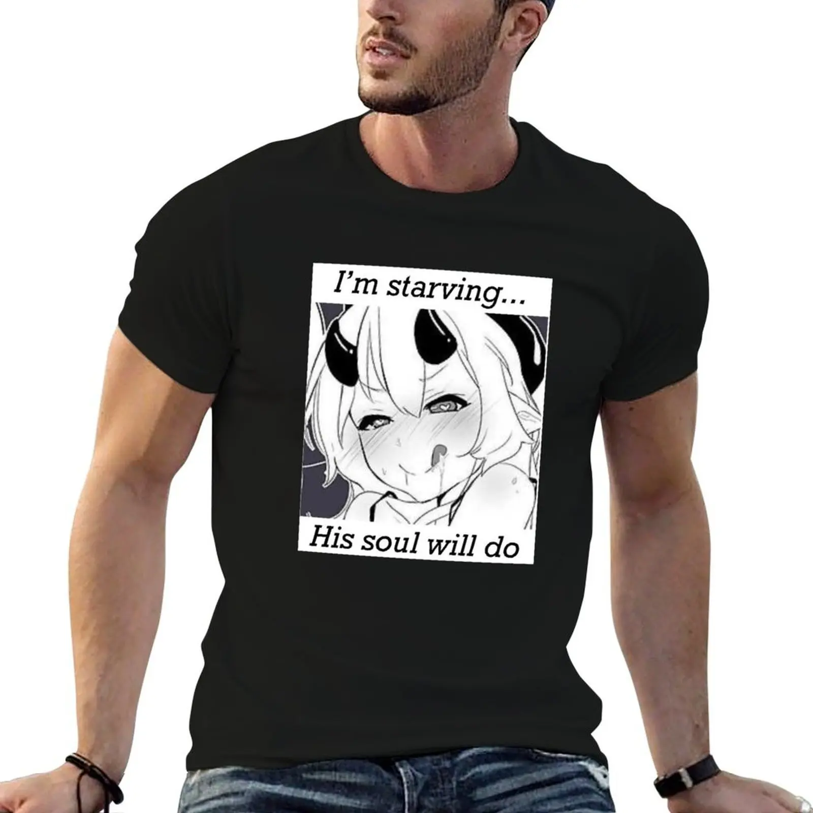Succubus (I'm starving...his soul will do) T-Shirt baggy shirts kawaii clothes mens plain t shirts
