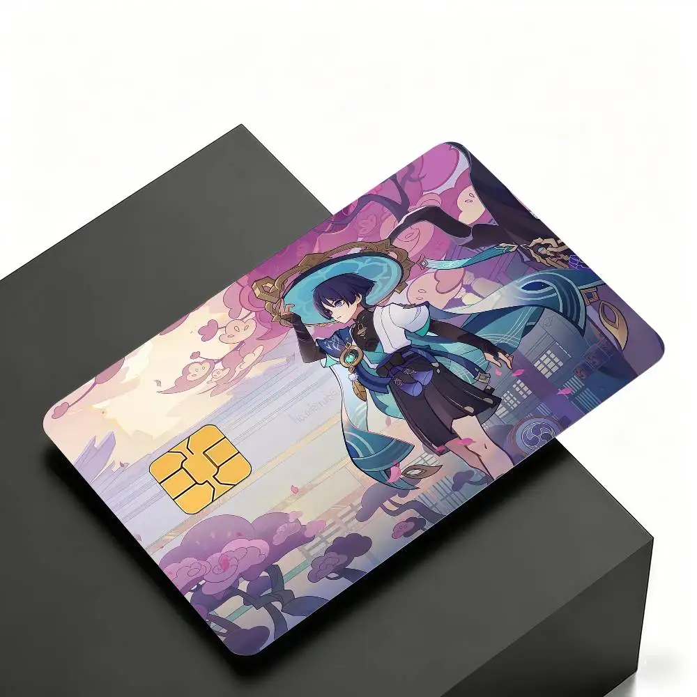 Genshin Impact Scaramouche Wander Kreditkarten-Skin-Aufkleber 4er-Set Folie Bus-Pass Frontdekoration Bank-Debitkarten Wasserdicht – Detail 7