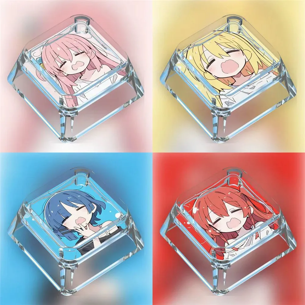 Teclas transparentes de dibujos animados personalizadas, teclas bonitas de Anime japonés para niñas, regalo para teclado mecánico Cherry MX Switch