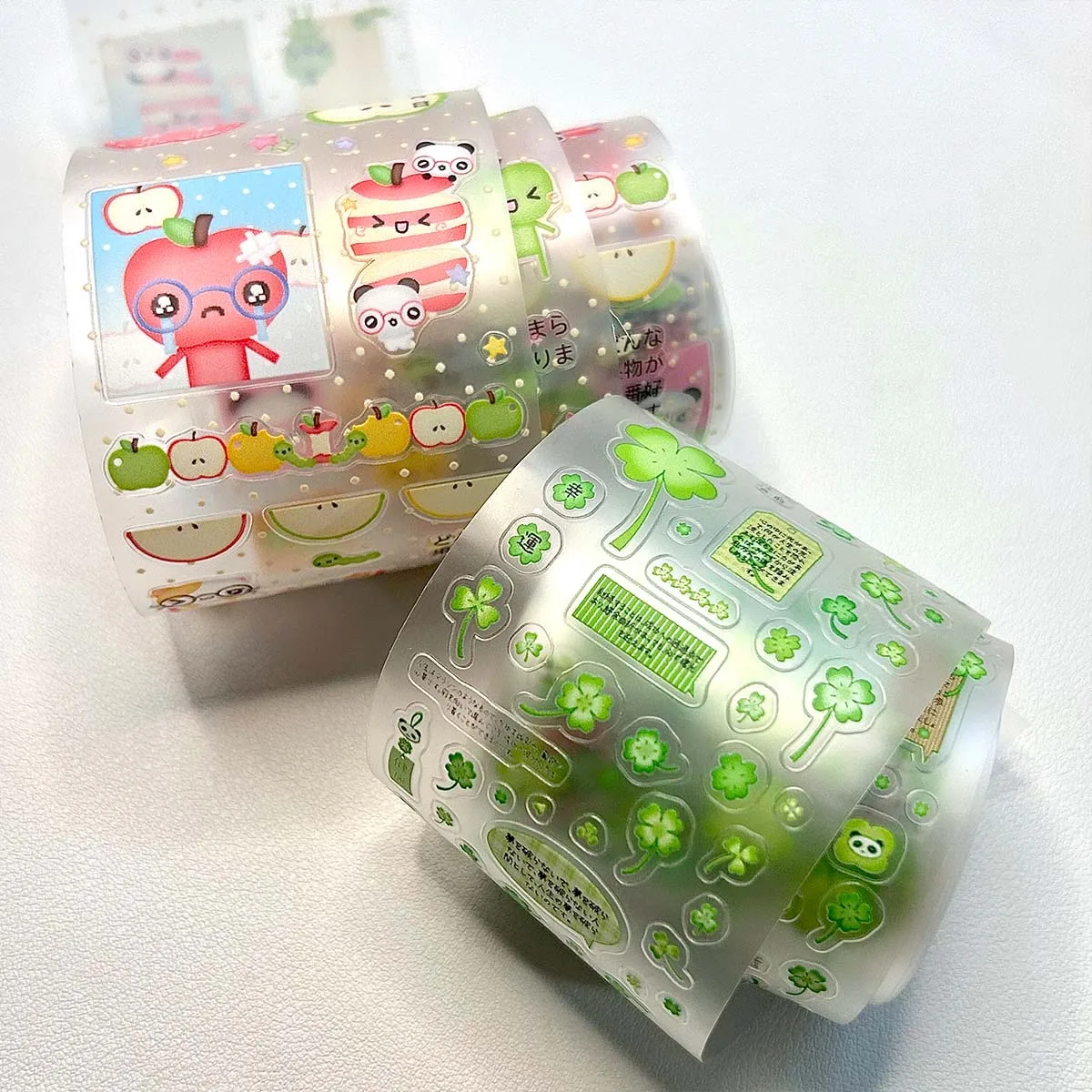 Vintage PET Sticker Tapes Four-leaf Clover Deco Stickers for Scrapbooking Cute Washi Tape for Diy Arts Crafts Album