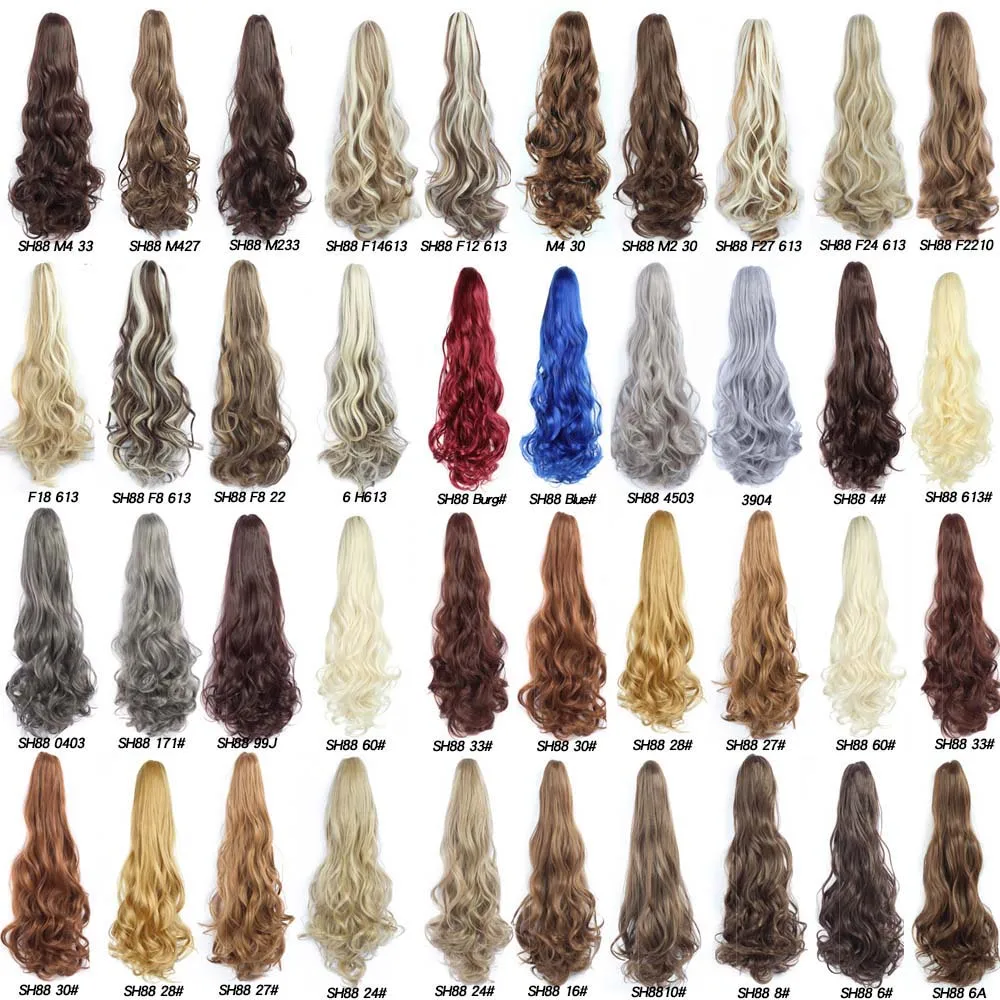 20Inch Curly Wavy Ponytail Hair Extensions Synthetic Claw Claw Clip On Ponytail Hairpieces For White Women Brown Black Red Color