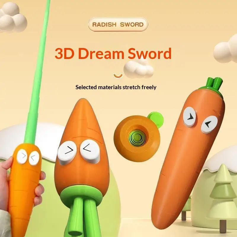 Carrot Telescopic Sword Toy Creative Stress Relief Fidget Toy Safe Material for Kids Birthday Party Favor Bag Fillers