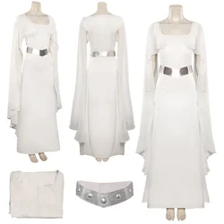 Leia Cosplay Fantasy Elegant White Dress Clothing Movie Space Battle Princess Costume Disguise Women Fantasia Roleplay Outfits