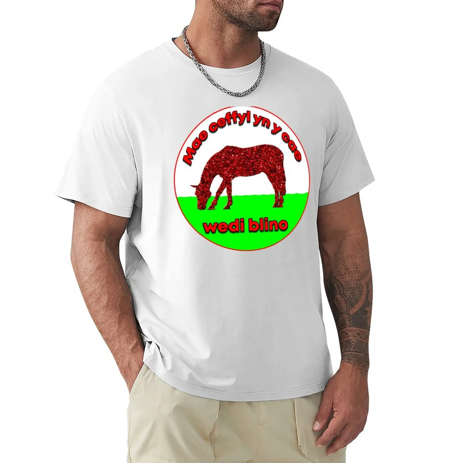 Wales, Welsh Flag, Horse in field, wedi blino T-Shirt summer clothes sublime hippie clothes mens funny t shirts