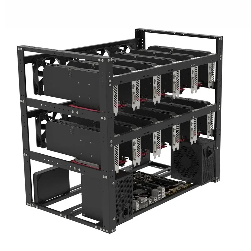 

Stackable 6 cards 8 cards 12 cards Open rack Dual power supply 12 graphics card fixed rack chassis
