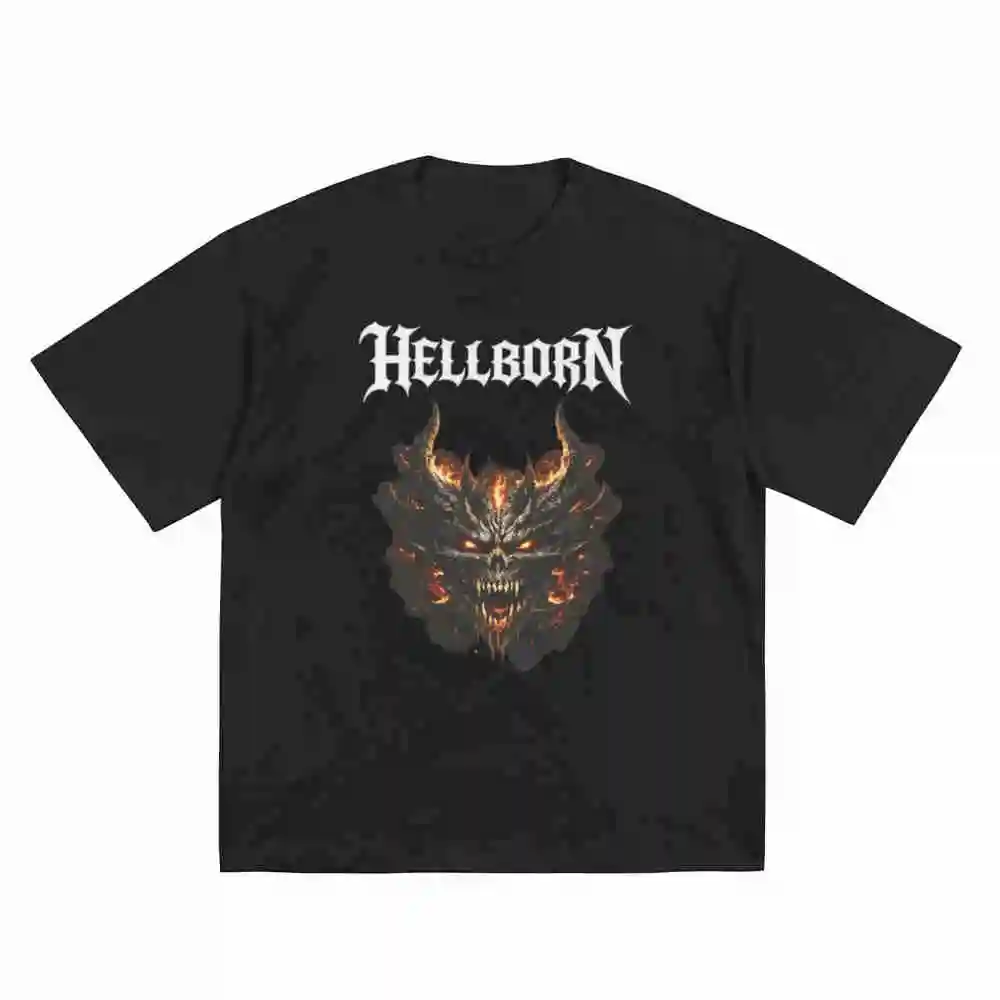 Hellborn Demon Gothic Dark Fantasy Short Sleeve Tee 100% Cotton T-Shirt