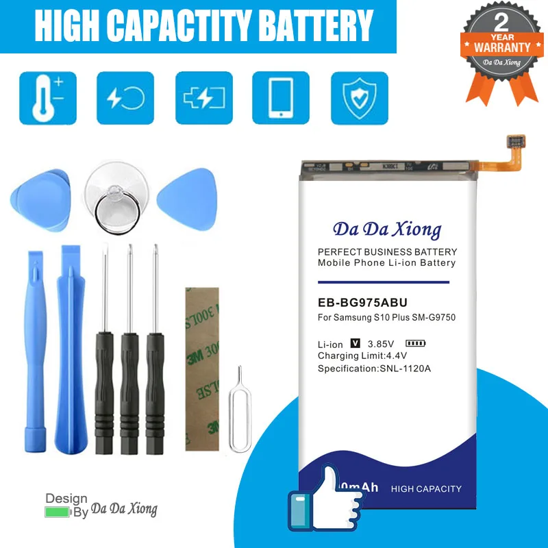 

EB-BG975ABU Replace Phone Battery For Samsung Galaxy S10 Plus S10+ SM-G9750 4600mAh Mobile Batteria Fast Shipping+Tools