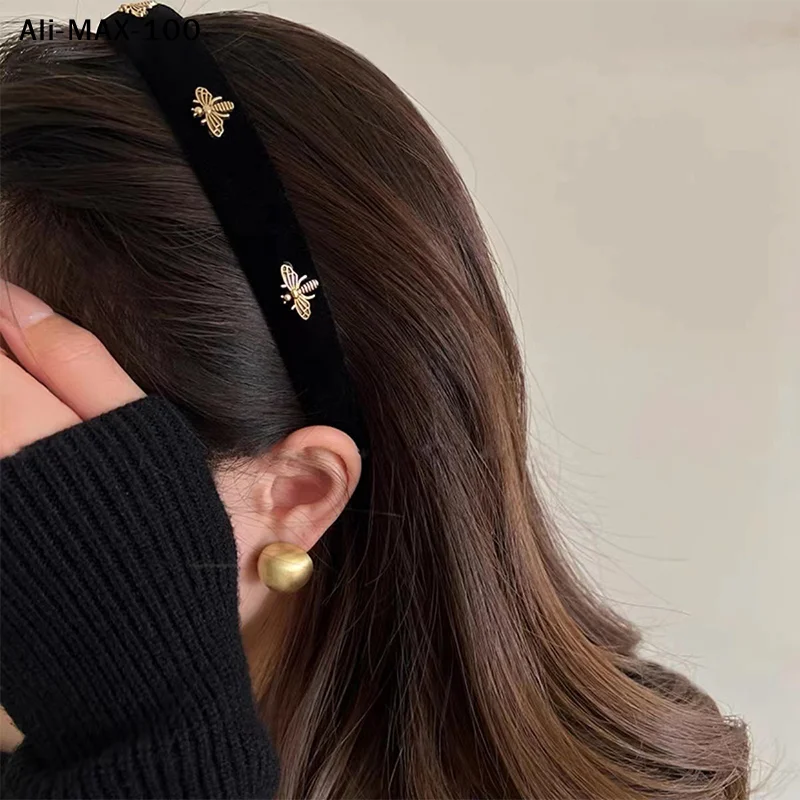 

【AyS】Retro Hair Hoop Temperament Bee Wide Hair Hoop Hairbands For Women Girls French Versatile Fashion Headband Hair Accessories