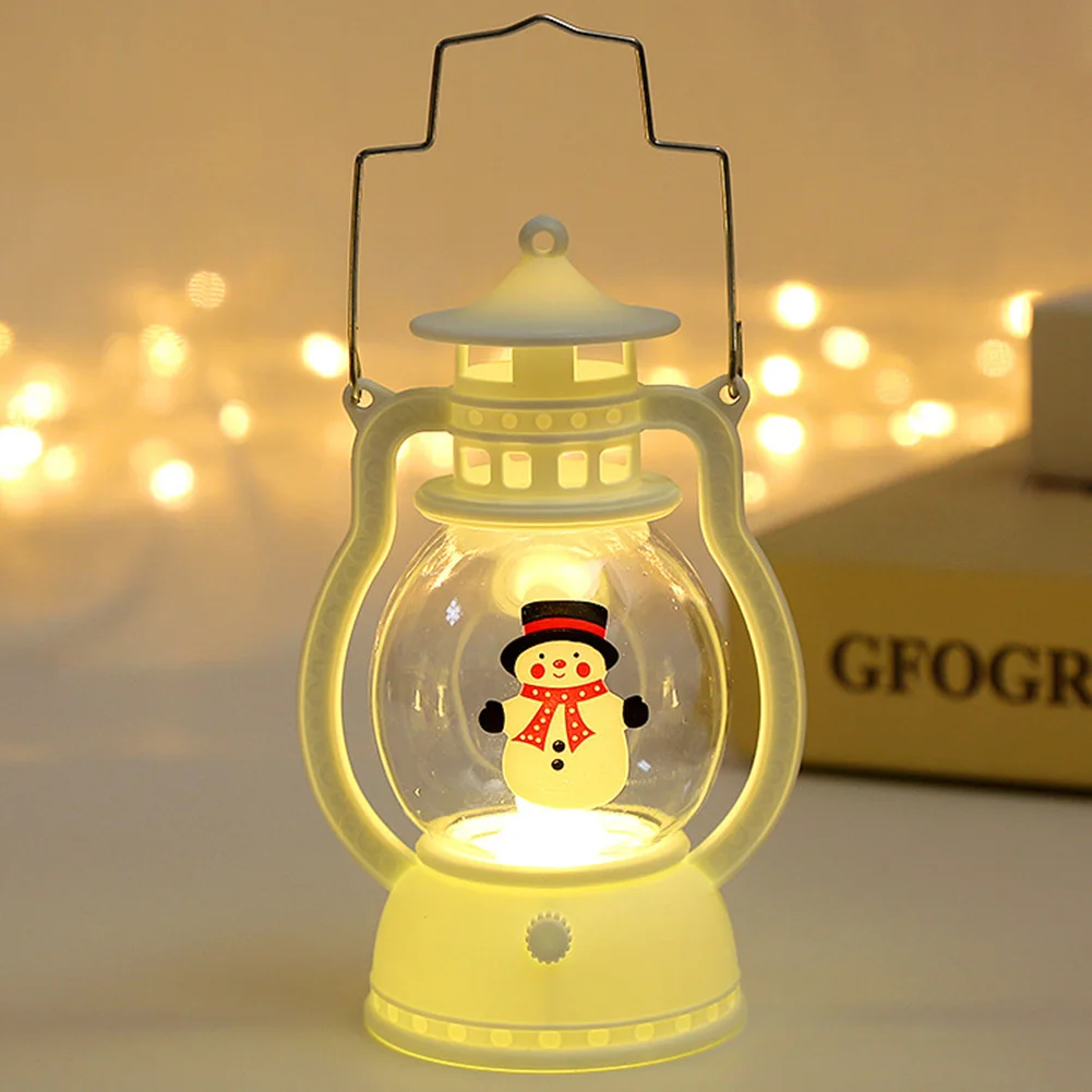 Christmas Portable Lantern Battery with Handle Operated Santa Claus Snowman Oil Lamp Xmas New Year Gifts for Table Decoration