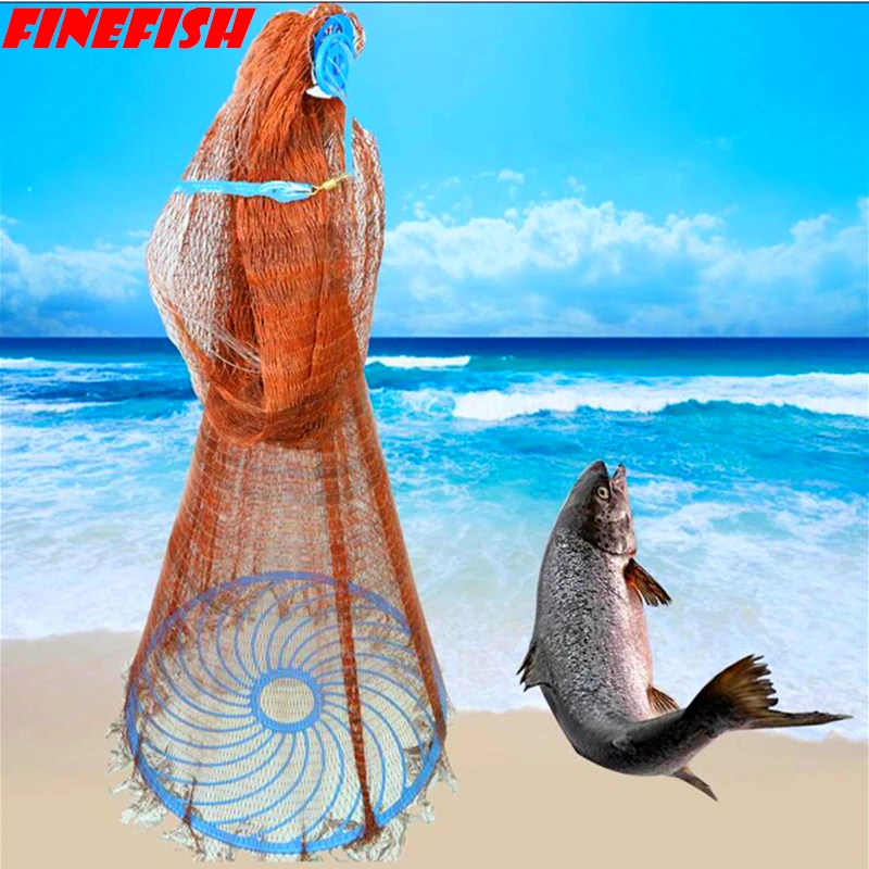 

Finefish USA Style Cast Net Height 1.5-3.6M Fisherman Hand Throw Network Outdoor Hunting Small Mesh Hole Trap Catch Fishing Net