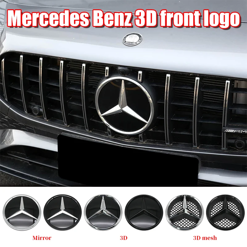 Front Grille Star Emblem Mirror Mesh 3D Chrome Silver Badge Replacement Accessories For Mercedes W253 W213 W205 W204 Tuning Part