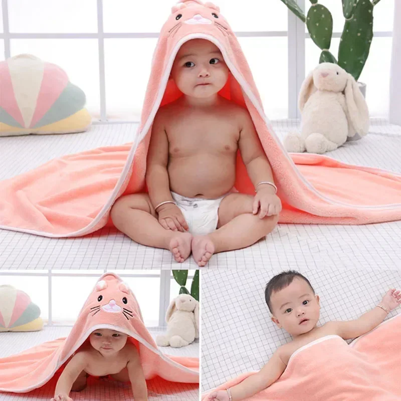 Baby Bath Towel Girl Boy Baby Towel Newborn with Hood Cartoon Coral Fleece Infant Towels Blanket Newborn Baby Bathrobe Infant