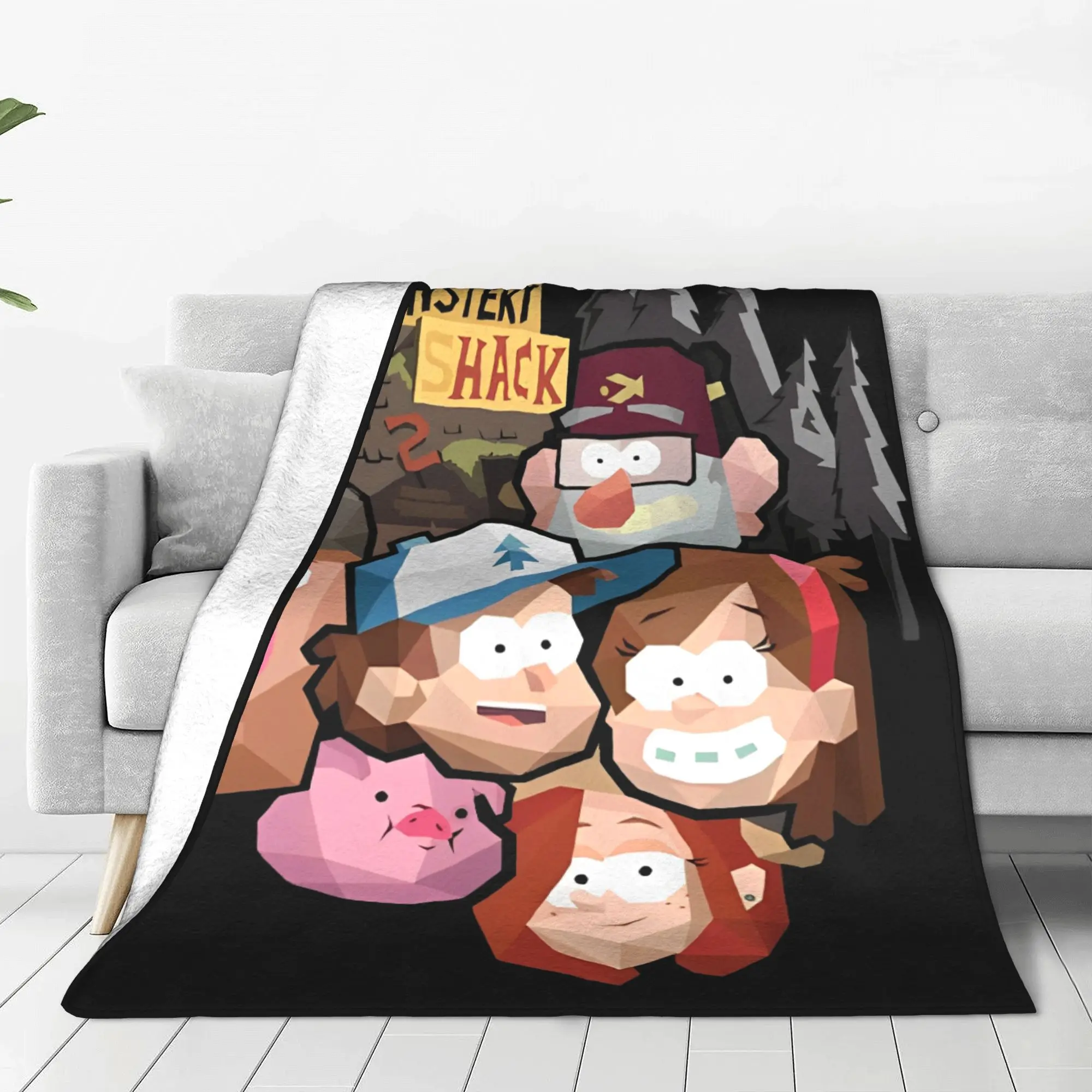 Gravity Falls The Mystery Gang Knitted Blanket Dipper Mabel Fleece Throw Blanket Bedspread Soft Warm Multi-function Rug Piece