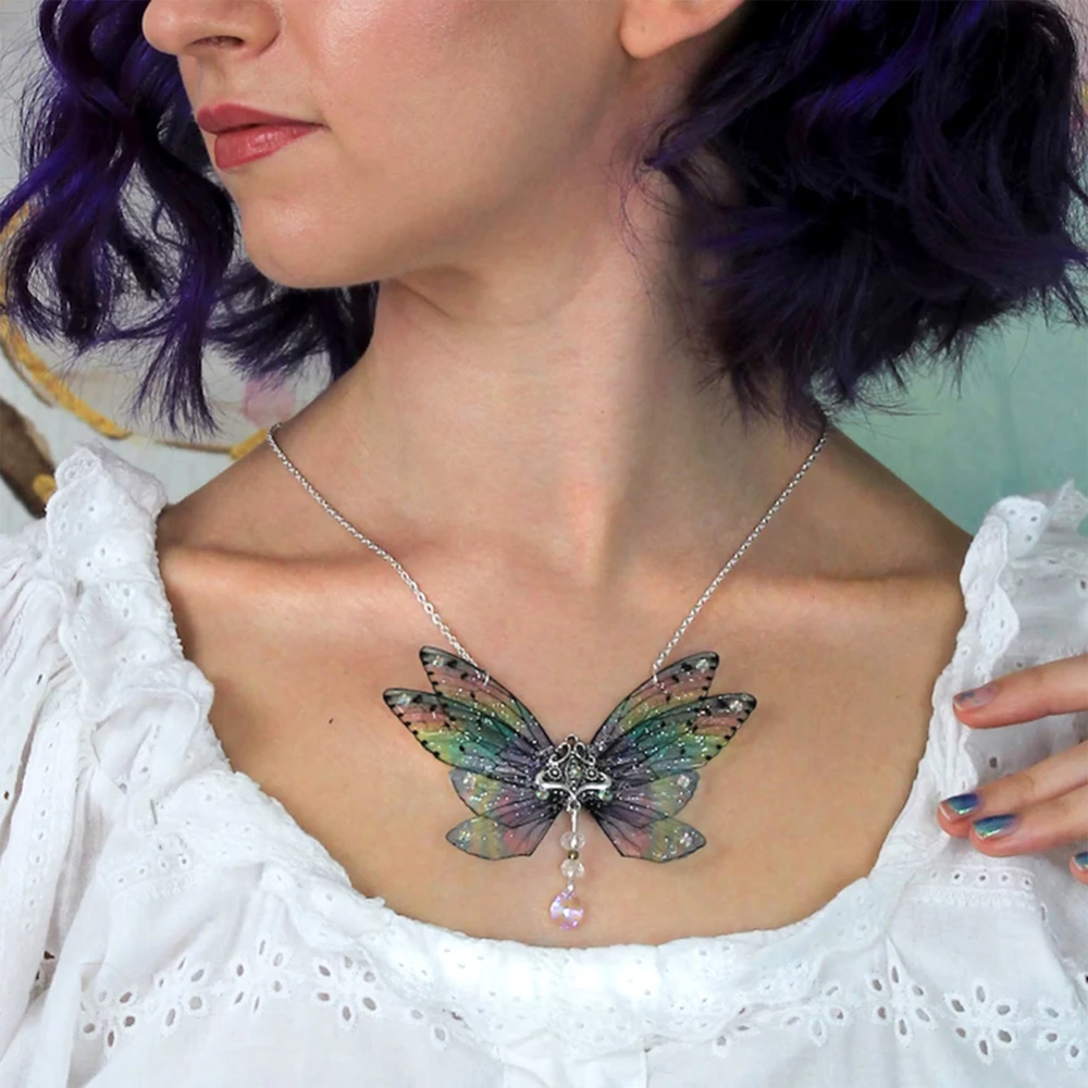 Gradient Color Butterfly Wing Resin Charm Insect Dragonfly Wing Transparent Pendant for Earring Necklace Jewelry Making Supplies