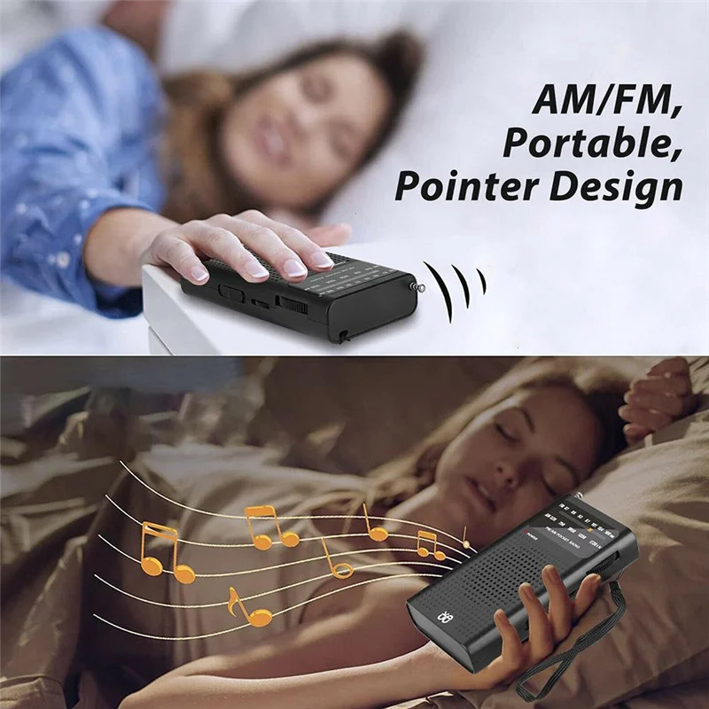 Mini Receptor de Rádio de Bolso para Velho Andando, Portátil AM FM Toda Banda, Estéreo para Caminhadas e Acampamento