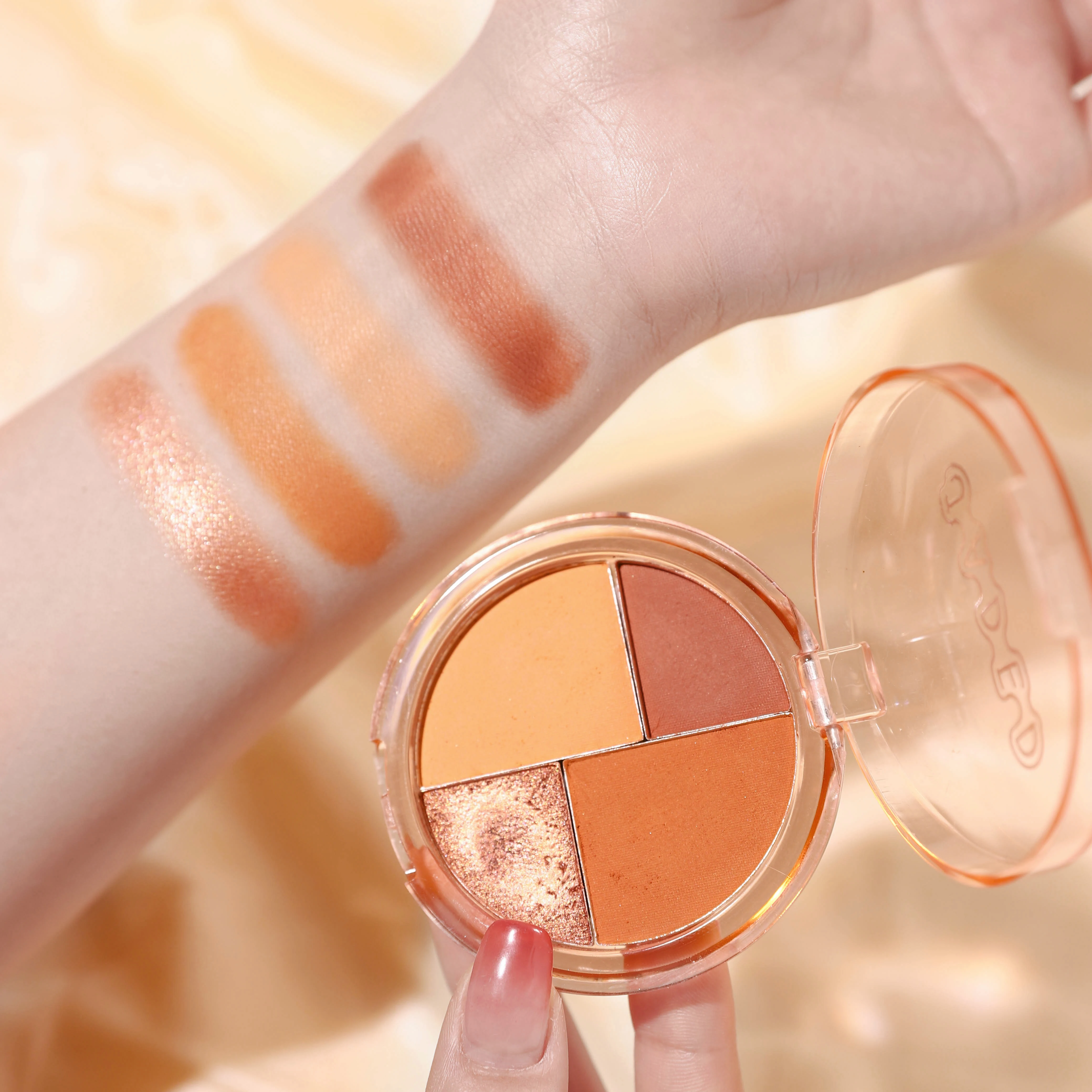 لوحة ظلال عيون مكونة من 4 ألوان، لون القهوة، أرجواني عميق، أنيق مقاوم للعرق، لوحة ظلال عيون خالية من التلك، حجم السفر، ظلال عيون