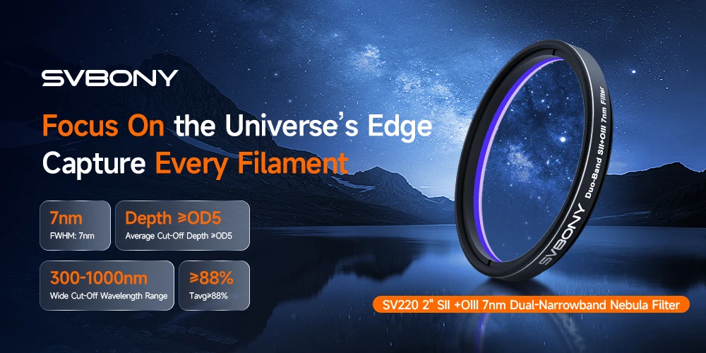 Svbony SV220 Teleskopfilter SII & OIII 7 nm Dualband 1,25"/2" Nebelfilter für Astrofotografie, beide in Licht verschmutzt – Detail 12
