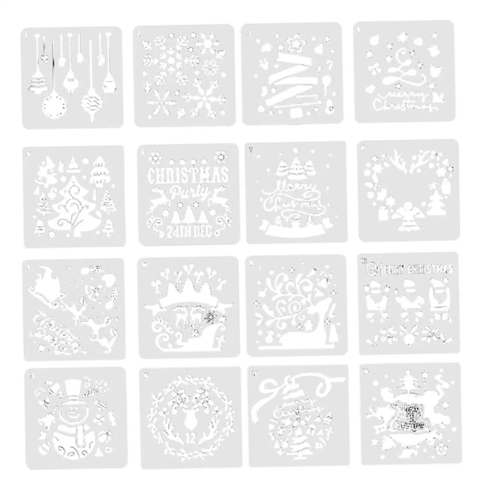 16x Christmas Stencils Painting Templates Creative for Window Art Floor