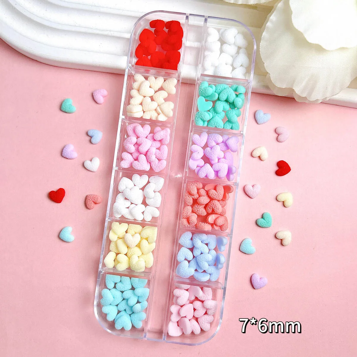 1박스 귀여운 미니멀리스트 레진 복숭아 하트 네일 참 다양한 색상 발광 무광 하트 네일 아트 장식 DIY 헤어핀 네일