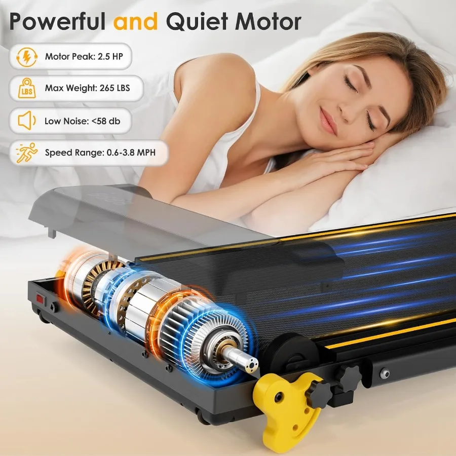 Alat Jalan Kaki dengan Kemiringan, Treadmill Portabel dengan Pegangan untuk Penggunaan di Rumah, Kantor, di Bawah Meja, Treadmill untuk Ruang Sempit