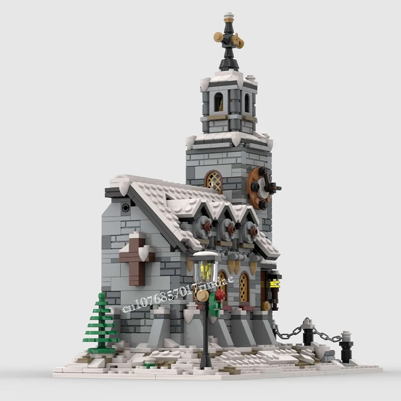 1074 Stuks Stad Hot Selling Street View Moc Modulaire Kleine Winterkerk Diy Creatieve Ideeën Kind Speelgoed Verjaardagcadeau Kerstblokken