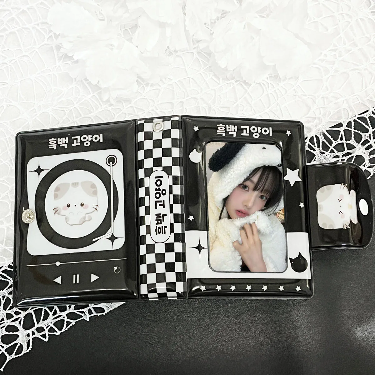Cute Black Music Kitten Photocard Album, K-POP 3~3.5 In Photo Card Binder Card Book Suitable for Idol Photo Polaroid photo
