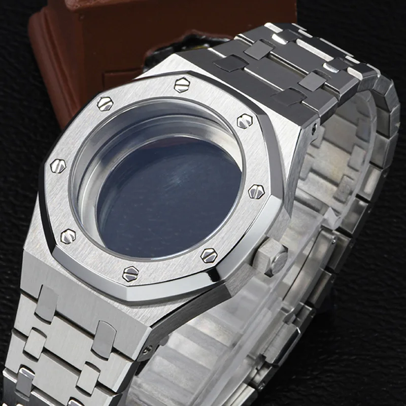 3O'clock Dive watch case 316L steel case with strap Sapphire glass28.5mm dial fit NH35/NH36/4R/6R Automatic movement Accessories
