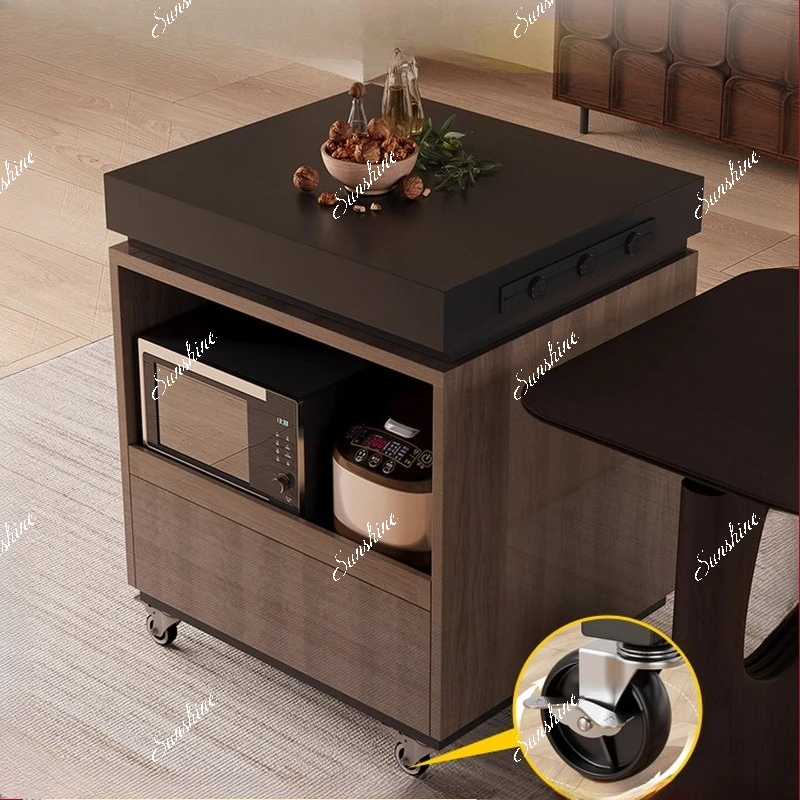 

Medieval wind island cabinet, separate small household, independent middle guide platform, movable collapse