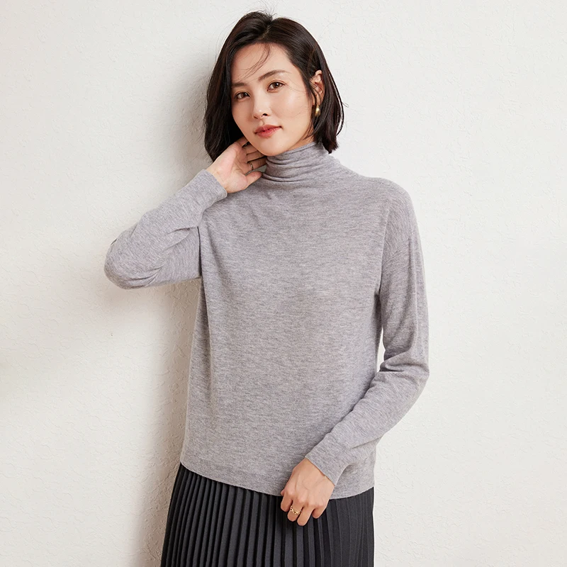 WinvyNee 2024 New Arrivals Women Merino Wool Sweater Autumn Turtleneck Casual Long Sleeve Outerwears Pullovers Winter A1263010