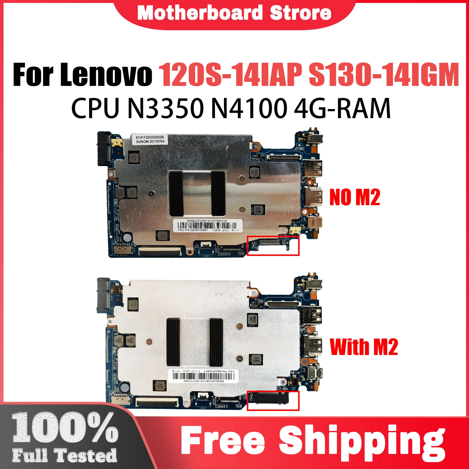 For Lenovo ideapad 120S-14IAP S130-14IGM laptop motherboard CPU N3350 N4100 RAM 4GB tested 100% work