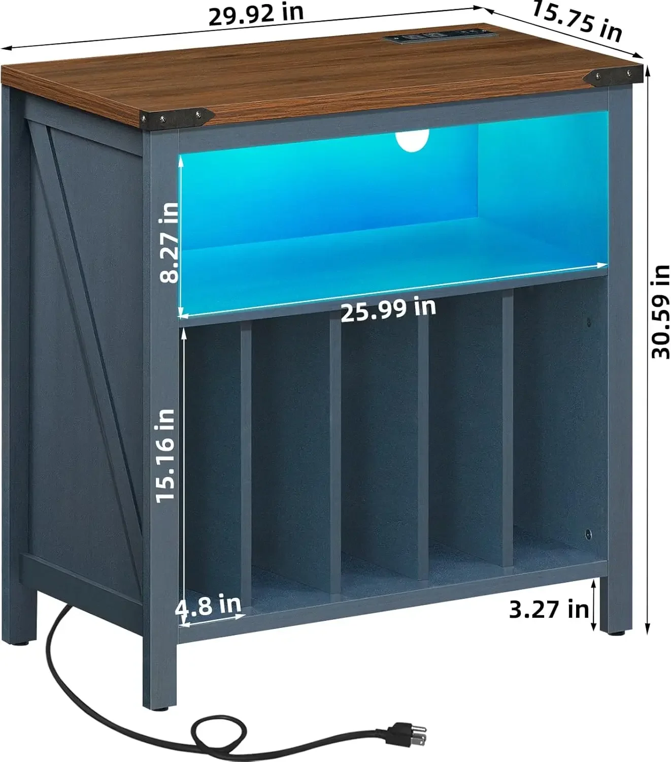 [وصول جديد، شحن مجاني! ]حامل مشغل تسجيل كبير مع قاعدة شحن وأضواء LED وخزانة حامل تخزين سجلات الفينيل