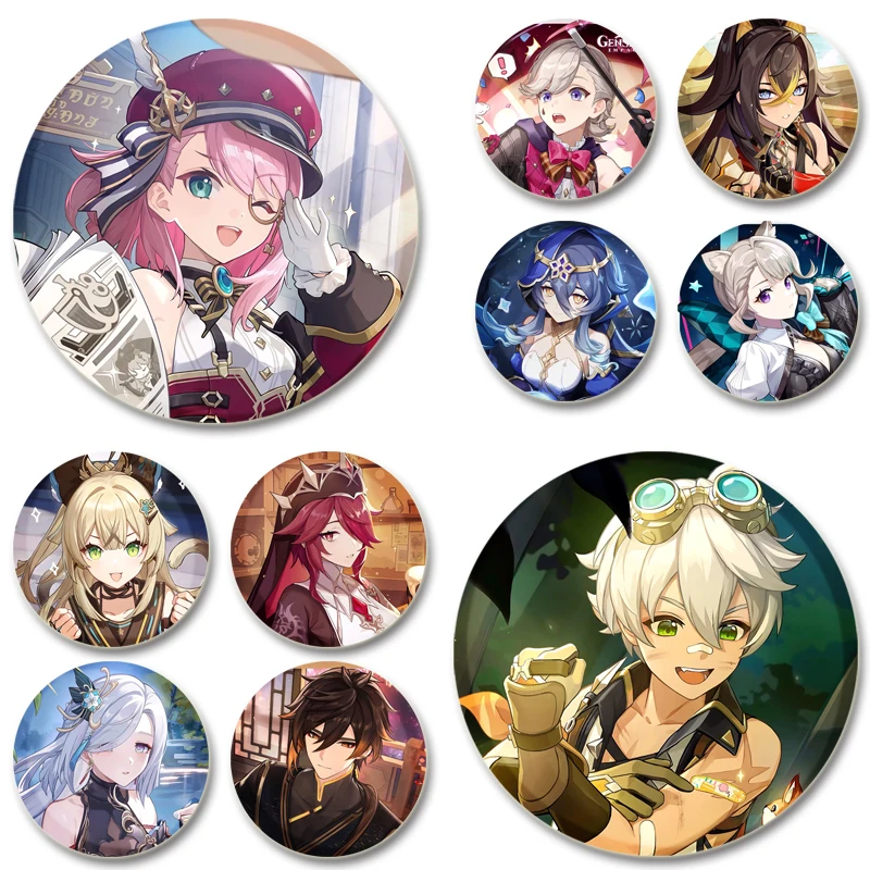 Genshin Game Badge Shenhe，Kaeya Alberich，Sangonomiya Kokomi，Ganyu Brooches Cosplay Cute Enamel Pins for Backpack Clothes Jewelry