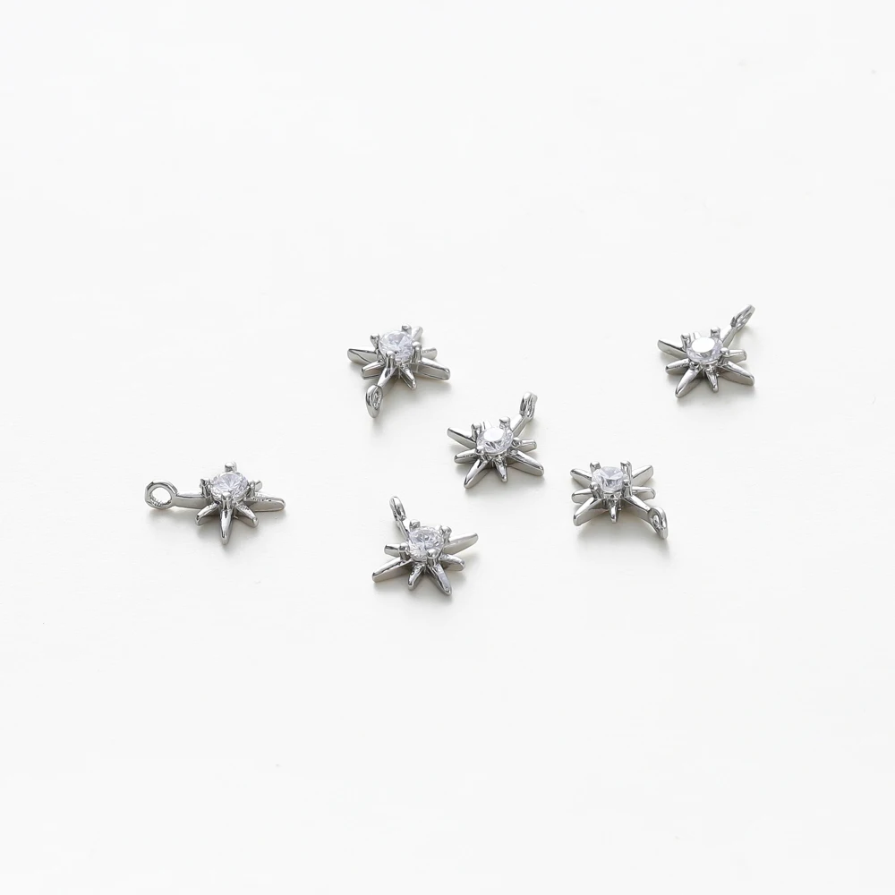 10Pcs 14K Gold Color Plated Brass Star Pendants with Zircon Charms Pendant for DIY Necklace Jewelry Making Accessories