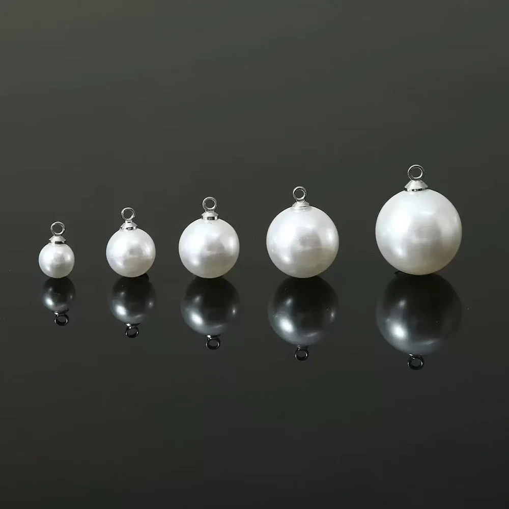20pcs ABS Imitation Pearl Round Beads Charms Pendant for DIY Jewelry Making Accessories Handmade Earring Bracelet Necklace