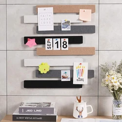 5pcs Felt Message Boards Wall Strips Cork Board Bar Home Wall Decoration Adhesive Paste Notes Photos Schedules Display Boards