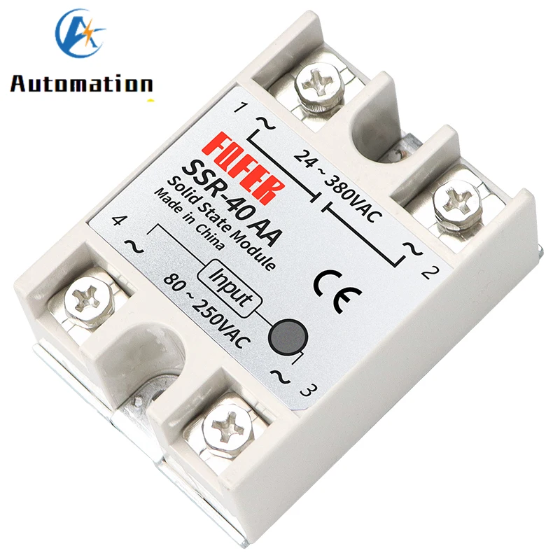 1PC 10A 25A 40A 60A AC-AC Jednofazowy przekaźnik półprzewodnikowy AC SSR SSR-10AA SSR-25AA SSR-40AA SSR-60AA 80-250VAC 220V TO 24-380V AC