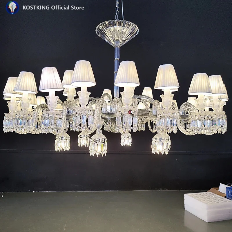 French Classic Light Luxury Design Indoor Wedding Hotel Bathroom Decoration Ceiling Hanging Lighting Crystal Led Pendant Lamp